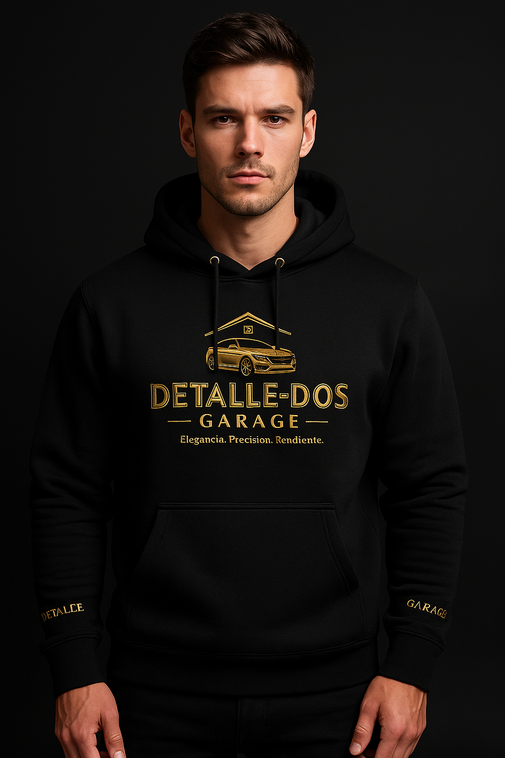 Sudadera Premium Negra Detalle-Dos Garage – Unisex